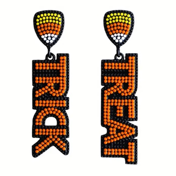 Fashion Jewelry Jewelry - Candy Corn Trick or Treat Beaded Earrings